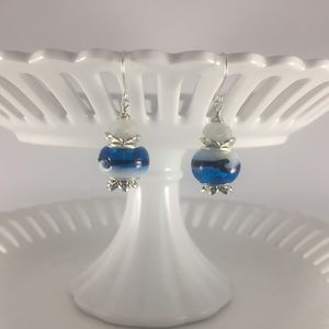 Handmade Earrings Blue/White/Black/Silver.925 EarWires New